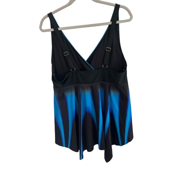 Blue & Black Striped Tankini Style Swimsuit Size 2XL - Picture 2 of 11
